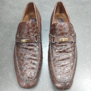 Mezlan Mens Platinum Ostrich Loafers